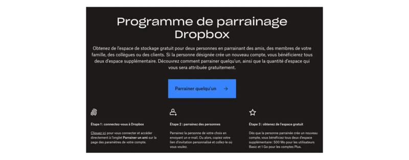 Article 10 leviers fidelisation client Parrainage DropBox