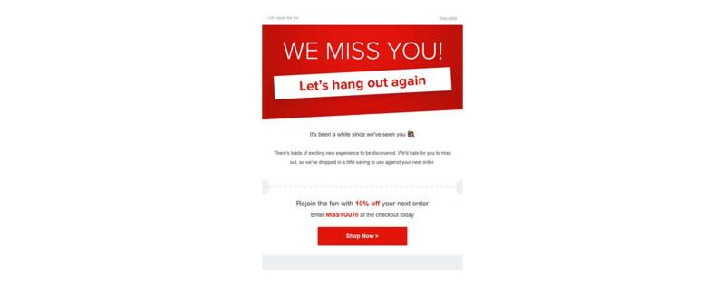 Article We miss you email example
